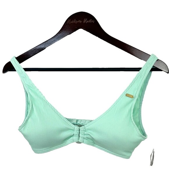 Roxy Mind Of Freedom Womens Size M Light Green Bikini Top Ribbed Swimsuit T4 - Picture 5 of 13